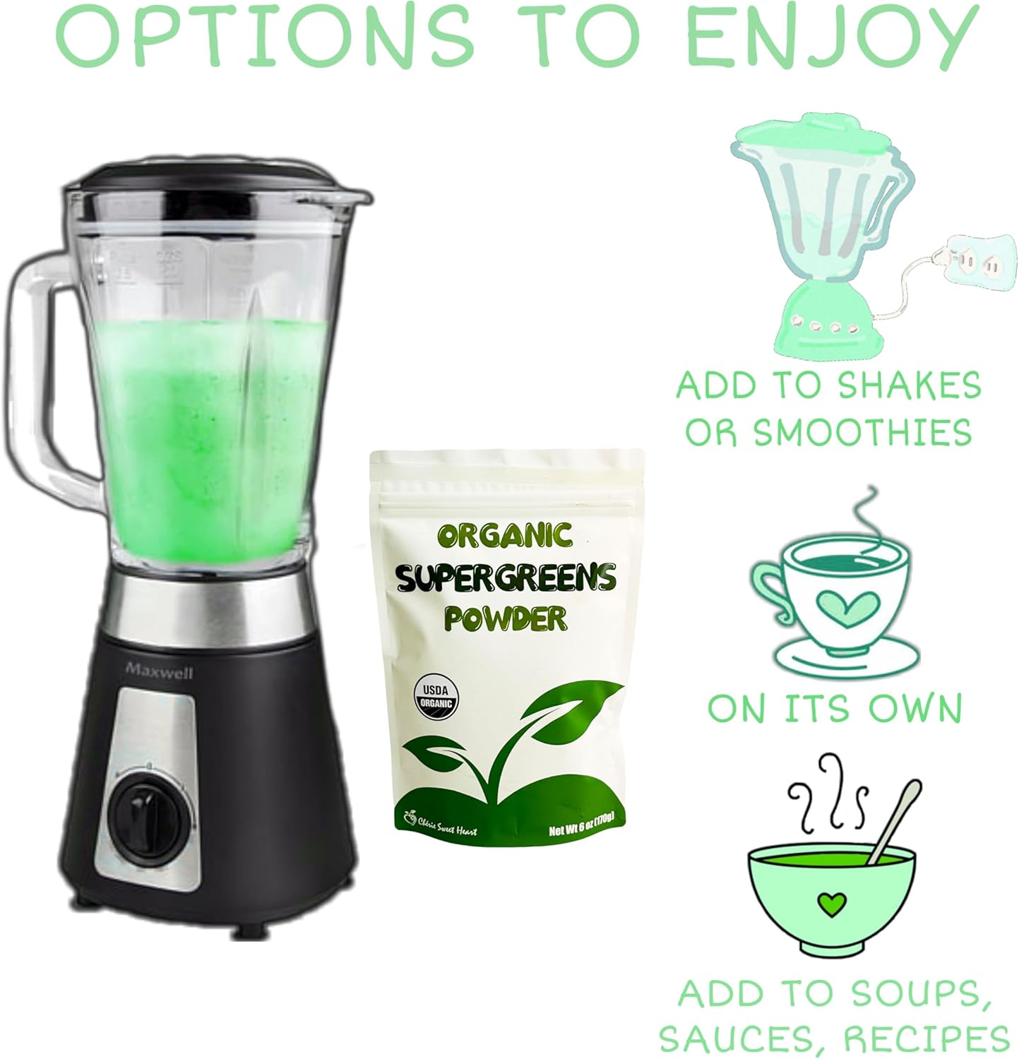 Cherie Sweet Heart Supergreens Powder, 6oz