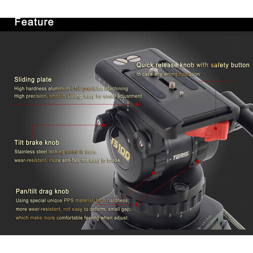 Teris TS100CF-Q Fluid Head & Tripod Kit (Carbon Fiber)