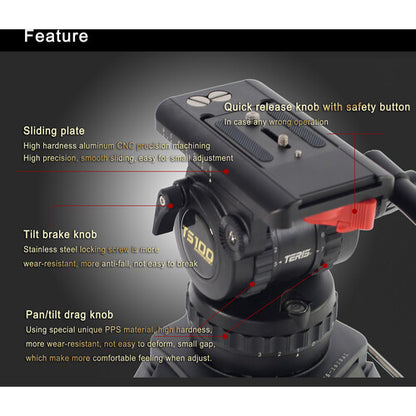 Teris TS100CF-Q Fluid Head & Tripod Kit (Carbon Fiber)