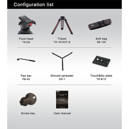 Teris TS100CF-Q Fluid Head & Tripod Kit (Carbon Fiber)