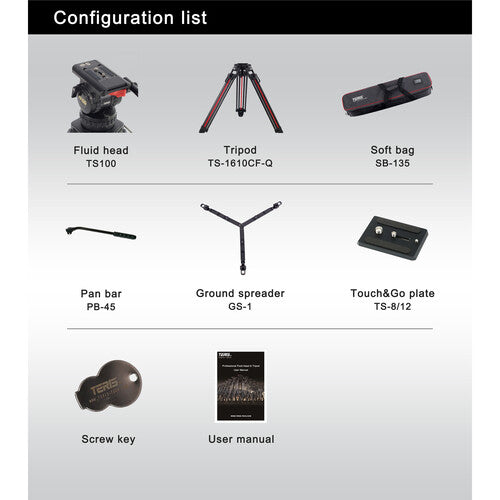 Teris TS100CF-Q Fluid Head & Tripod Kit (Carbon Fiber)