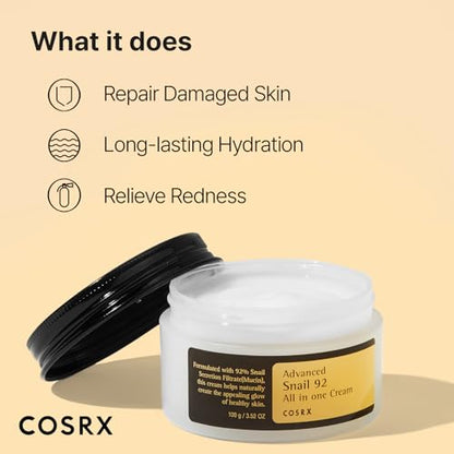 COSRX Snail Mucin 92% Face Moisturizer, 3.52 Oz