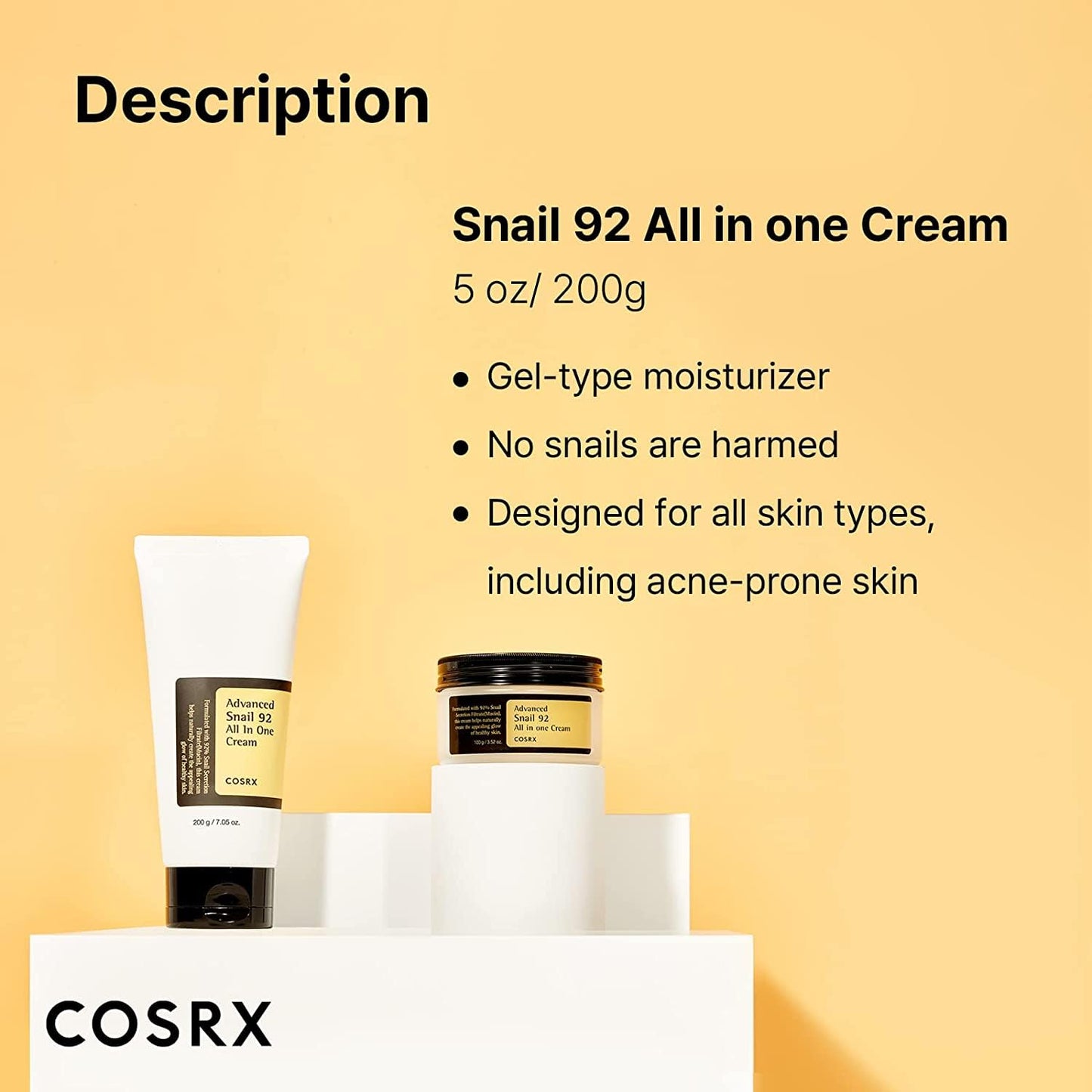 COSRX Snail Mucin 92% Repair Gel Cream, 200g