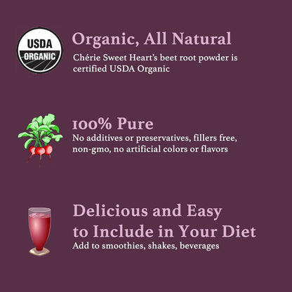 Chérie Sweet Heart Organic Beet Root Powder, 1 LB