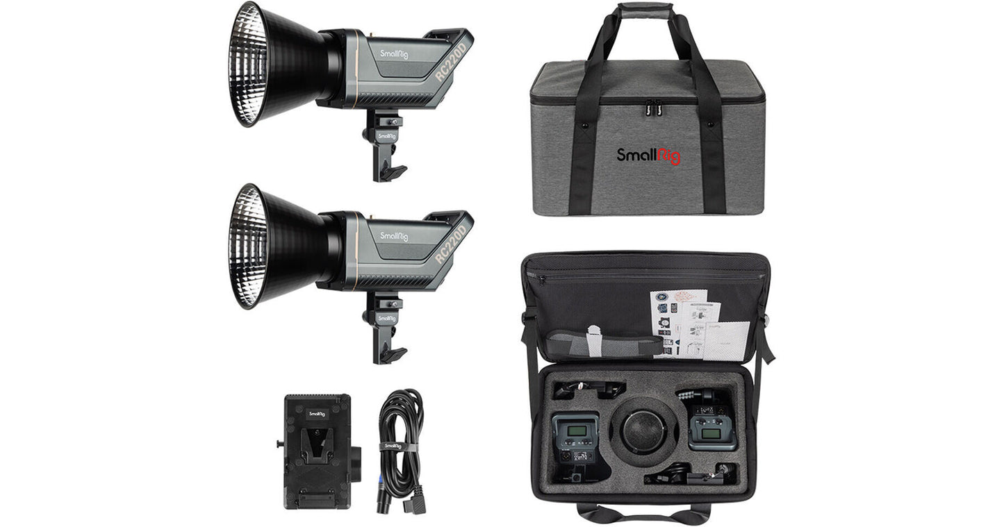 SmallRig RC 220B Bi-Color LED Monolight with V-Mount Battery Plate (2-Light Kit)