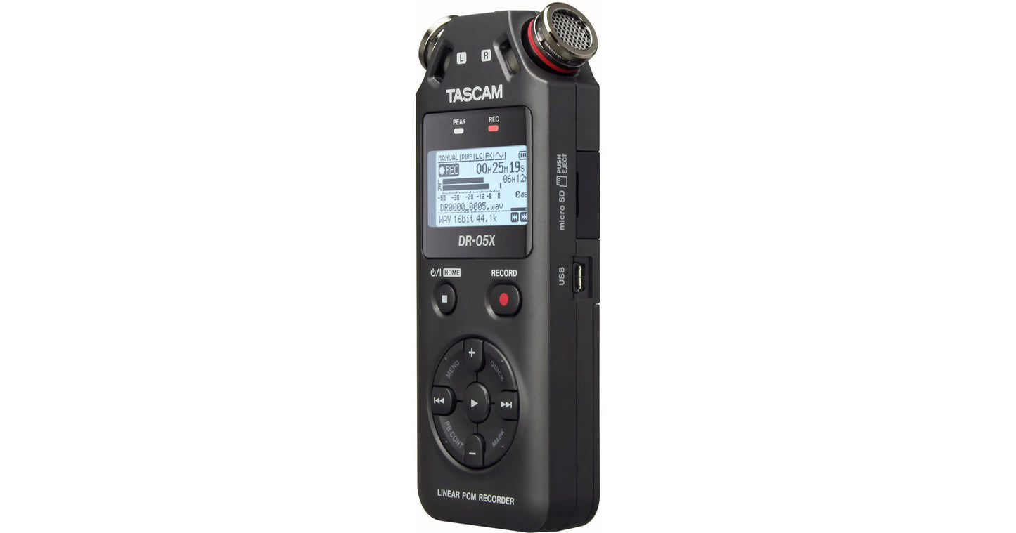 TASCAM DR-05X 2-Input / 2-Track Portable Audio Recorder with Onboard Stereo Microphone (Black)